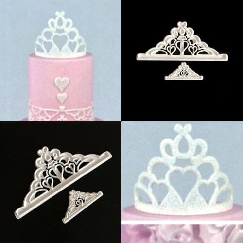 2pcs Crown Plastic Fondant Cutter Cake Mold Fondant Cupcake Decorating Tools SET decorating tools chocolate gumpaste mold