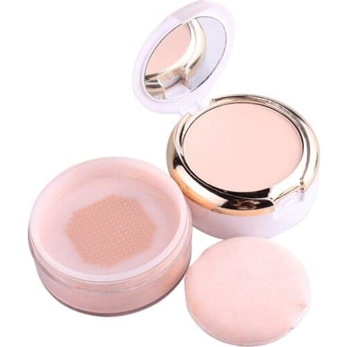 2 Layers Powder Palette Women Makeup Cosmetic Contour Shading Concealer make up Wet Dry Maquiagem Powder Puff