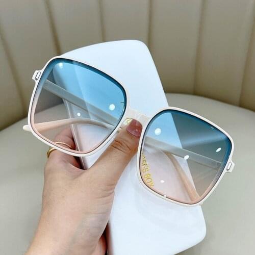 2021 Vintage Square Sunglasses Women Luxury Brand Big Frame Women Sun Glasses Black Fashion Gradient Neutral Glasses