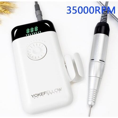 35000RPM Nail Drill Machine Portable Rechargeable Electric Manicure Nail File For Acrylic Nail E-File With HD Power Display