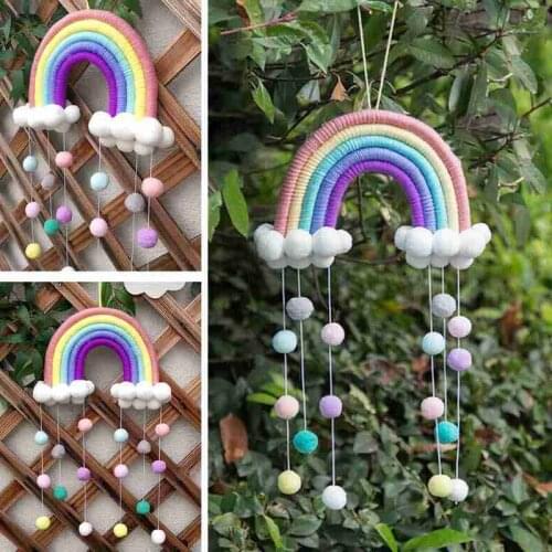 5 Lines Macrame Rainbow Hanging Ornament DIY Rope Handmade Woven Wall Decor Baby Girls Room Decor Home Nursery Decor
