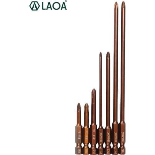 LAOA 2pcs S2 Alloy Steel Screwdriver Bits Ph1 Ph2 Bit for Electric Screwdriver Air screw driver Hand Drill With Magnetism