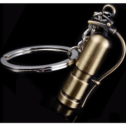 Alloy 3D Fire Extinguisher Key Chain Ring Holder Car Keyring llavero Charms Bag Keyfobs Key Finder Creative Jewelry Gift J007