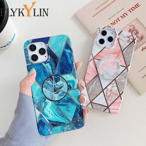 For Samsung A12 Case Electroplated Geometric Marble Soft Silicone Cover for Samsung Galaxy A42 5G Cases Stand Holder Phone Bags