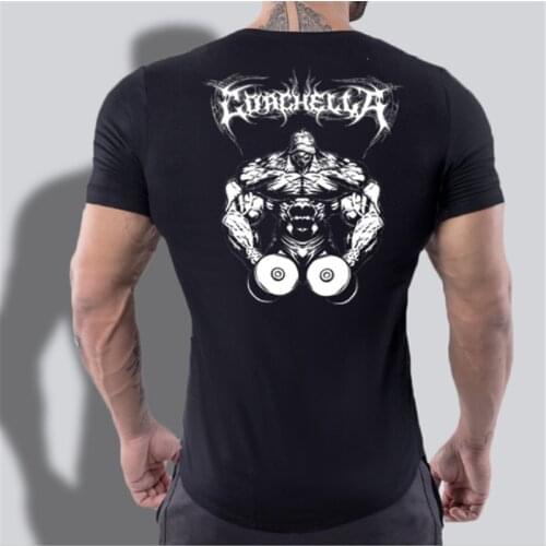 Black Big yards short sleeve Bodybuilding Men Cotton Shirt GymS Fitness Training Clothes Stringer Singlet Male Casual Undershirt