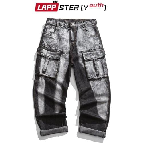 LAPPSTER-Youth Men Hip Hop Vintage Striped Punk Jeans 2021 Autumn Mens Streetwear Tie Dye Print Cargo Pants Male Pockets Joggers