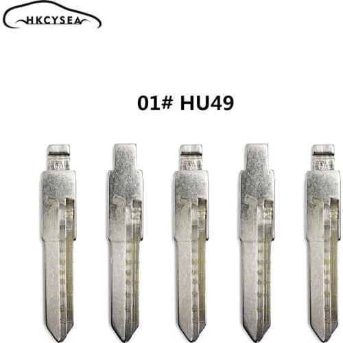 HKCYSEA Engraved Line Key Blade Blank Scale Shearing Teeth Uncut Key Blade 01# HU49 for VW Jetta Santana for Lishi 2 in 1 Tool