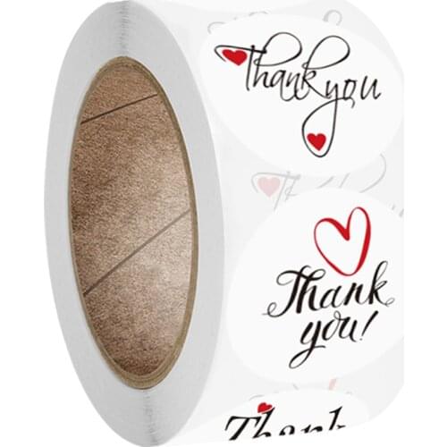 100-500Pcs Round Thank You Stickers Red Heart Labels For Wedding Pretty Gift Cards Envelope decorate Sealing Label Stickers