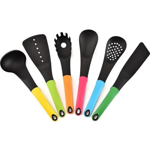 6pcs/set Kitchen Nylon Kitchenware Non-stick Cooking Spatula Spoon Set Soup Spoon/spaghetti Steak/colander Kitchen Cookware Sets
