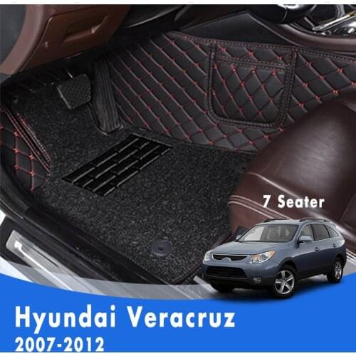 LHD Luxury Double layer Wire loop Carpets Car Floor Mats For Hyundai Veracruz 2012 2011 2010 2009 2008 2007 (7 Seats) Protect