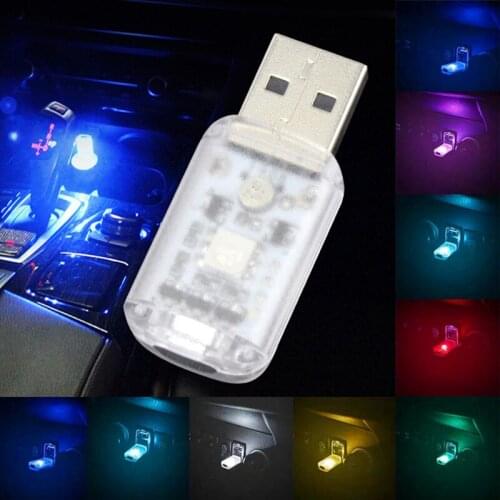 Mini USB LED Car Light Colorful Auto Interior Atmosphere Lights Decorative Emergency Lighting Night Lights Car Accessory