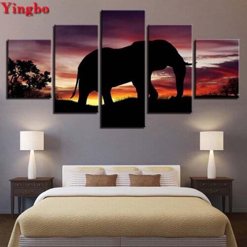 Multi-picture Combination DIY Diamond Painting Sunset Elephant diamond Embroidery sales 5D Square/Round Drill Mosaic Home Decor