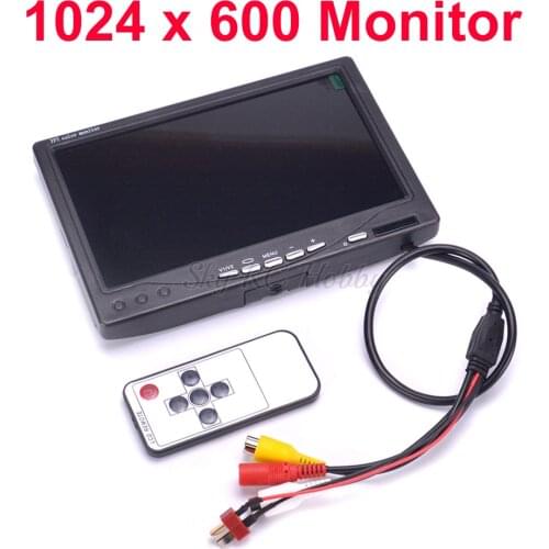 NEW 7 inch LCD TFT 1024 x 600 Monitor with T plug Screen FPV Monitor Photography Ground Station For RC Parts QAV-R 220mm QAV-X