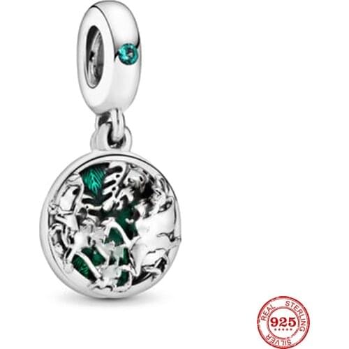 New Original Silver Color Green Dangle Diy Bead Fit European Pandora Charms Bracelet Bangles Diy Jewelry P107