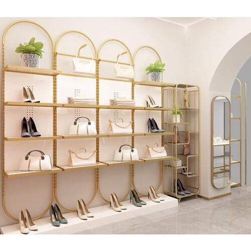 Shoe store shoe rack display rack floor display rack multi-layer racks gold decoration clothing shop bag rack