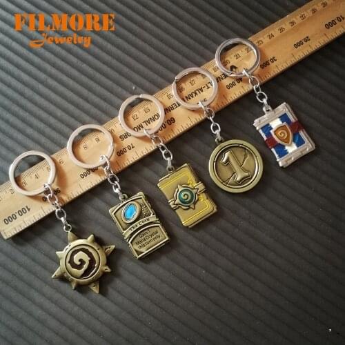Complete Set Hearthstone Alloy Logo Keychains Heros of War craft Card Package Car Keyring Chaveiro Llaveros Game Key Chain Gifts