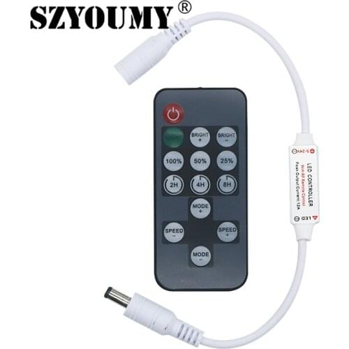 SZYOUMY 14Key RF Timing Adjust Wireless Controller Remote Mini RF LED Singal Color Strip Lamp Controller With Timer Adjust