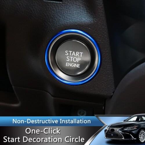 QHCP Car Quartz Decorative Sticker Engine Start Stop Ring Cover Ignition Device Aluminum Alloy Fit For Lexus ES200 260 300H 2018