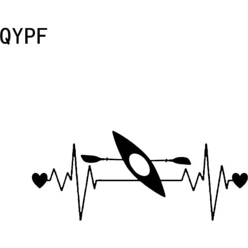 QYPF 13.6*5.7CM Electrocardiogram Paddling Canoe Graphic Decor Car Sticker Vinyl Accessories Motorcycle C16-1196