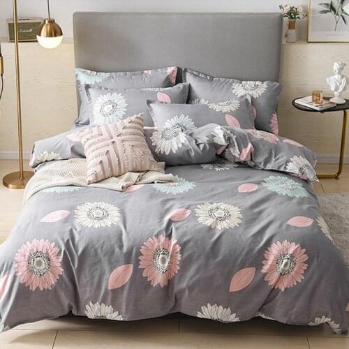 Grey Nordic Simple Jacquard Quilt Cover Bed Sheet Quilt Cover Dormitory Queen Floral Bedding Set Bedding Set with Fitted Sheet