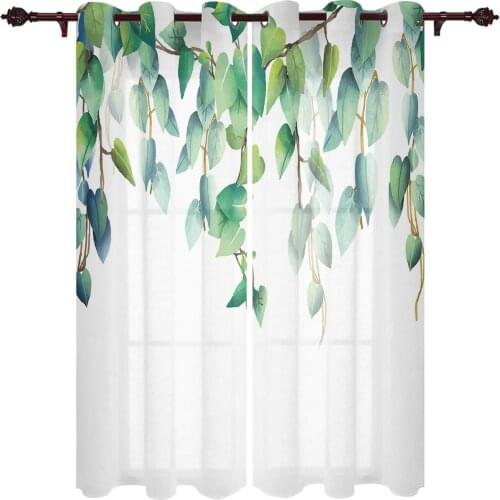 Modern Curtains Plant Hanging Green Leaves Baby Room Bedroom Creative Curtains Kitchen Living Room Terrace Valance Curtains