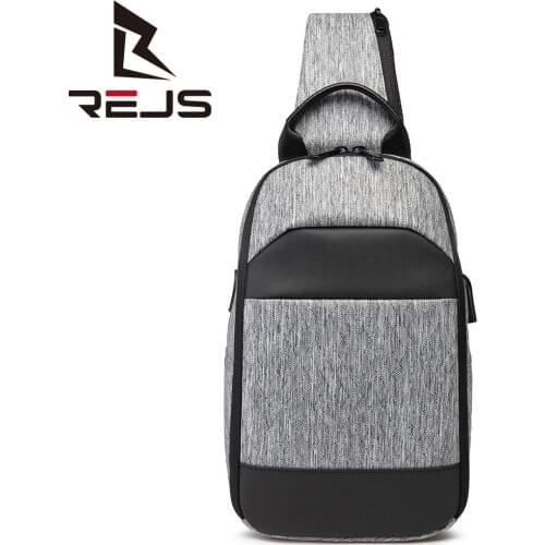 REJS LANGT Mens Shoulder Bag Usb Charging Oxford Crossbody Bag Anti-Theft Sling Bag Travel Chest Bag for Male Bandolera Hombrel