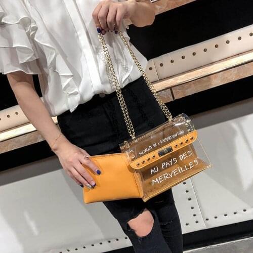 Women Lady Bag Clear Handbag Crossbody Composite Bag Transparent PVC Chain Pouch Tote New C66