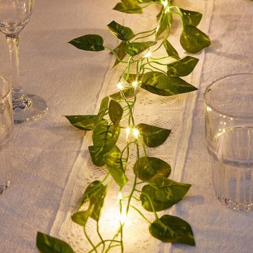 220cm led rope light from artificial plants green leaf ivy vine maple fairy light rope leaves lamp garland diy hang lighting