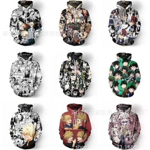 Anime My Hero Academia Hoodie Men 3D Print Sweatshirts Todoroki Shouto Cosplay Costume