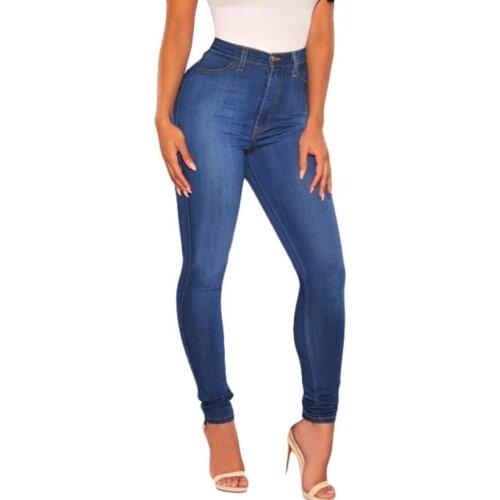 Skinny Jeans Woman Sexy Mention Hip High Elastic Distressed Jeans Spring Female Fashion Solid Mid Waist Bodycon Pencil Pants