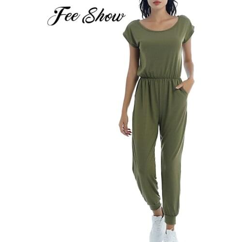 Women One-piece Gymnastics Jumpsuit Dancewear Summer Casual Gym Fitness Sportswear Elastic Waist Jumpsuits Gym Bodysuit Clothes