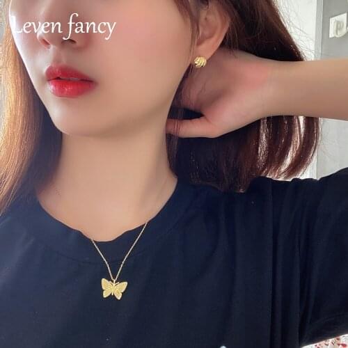 LEVEN FANCY Personalized Golden Butterfly Necklace 925 Sterling Silver Dainty Pendant Necklace for Women Girls Birthday Gift