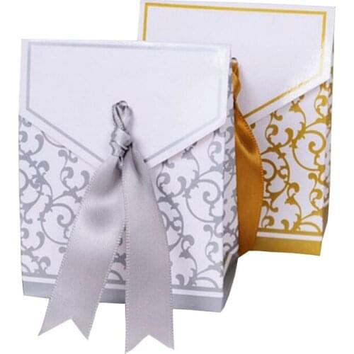 Gold/Silver Wedding favor Box & Bag Mini Gift Candy Box Treat Kids Birthday Party Chocolate Box Packaging 50pcs