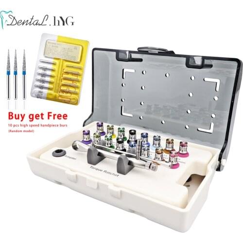 Dental Implant Torque Wrench Ratchet 10-70NCM with Screwdriver Repair Get 10pcs Dental Burs Free