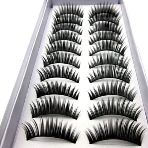 10 Pairs Thick Long Cross Party False Eyelashes Natural Handmade Lash Eye Makeup