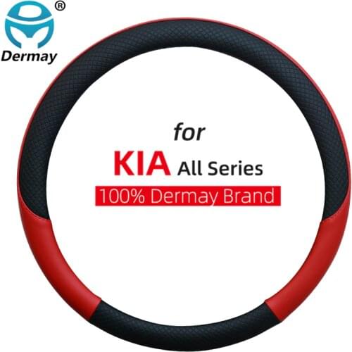 100% DERMAY Brand Leather Car Steering Wheel Cover Non-slip for Kia Stinger 2017 2018 2019 2020 Auto Accessories