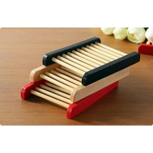 2pcs/lot Red Holder Natural Wood Soap Tray Holder Dish Storage Bath Shower Plate Home Bathroom Wash Rack JL 263