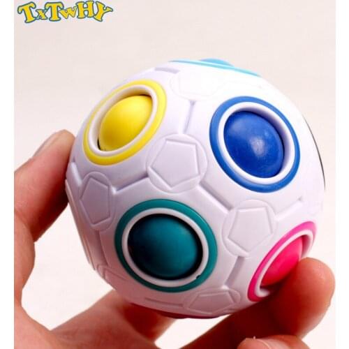 2019 1Pcs Creative Magic Cube Speed Rainbow Puzzles Ball Football Educational Learning Toys for Children Adult Kids Toys