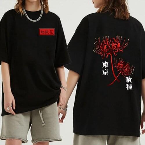 2021 Anime Tokyo Ghoul Spider Lily T-Shirt Men Funny Anime Hip Hop Fashion Top Tees Unisex