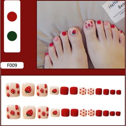 High Quality 24pcs Wear Short Paragraph Fashion Manicure Patch False ToeNails Save Time Wearable ToeNail Patch