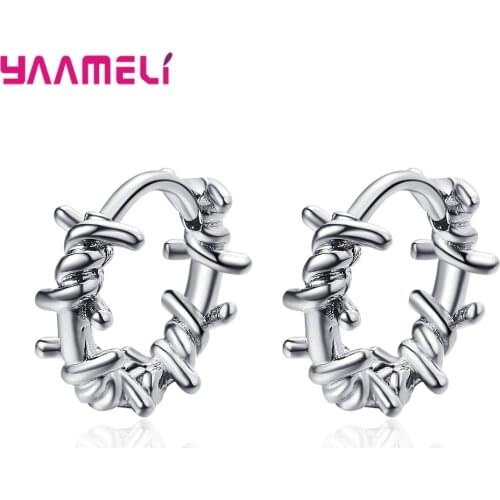 925 Sterling Silver Women Men Hoop Earrings Statment Punk Platinum Black Covered Rhinestone New Fashion Ear Brincos Pendientes