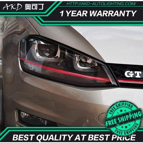 AKD tuning cars Headlight For VW Golf 7 MK7 Headlights LED DRL Running lights Bi-Xenon Beam Fog lights angel eyes Auto