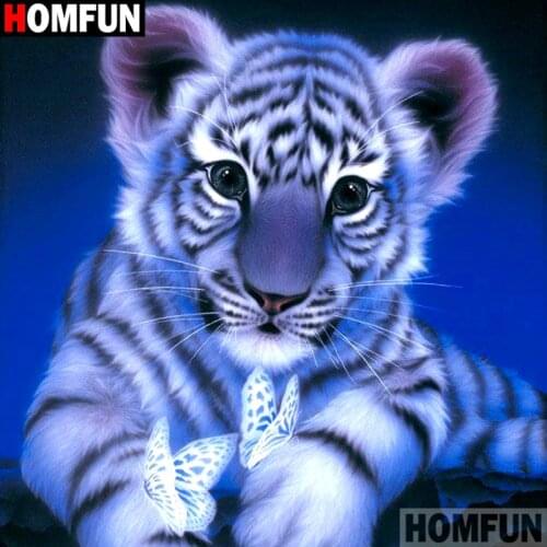 HOMFUN Full Square/Round Drill 5D DIY Diamond Painting "Animal butterfly tiger" 3D Embroidery Cross Stitch 5D Decor Gift A16806