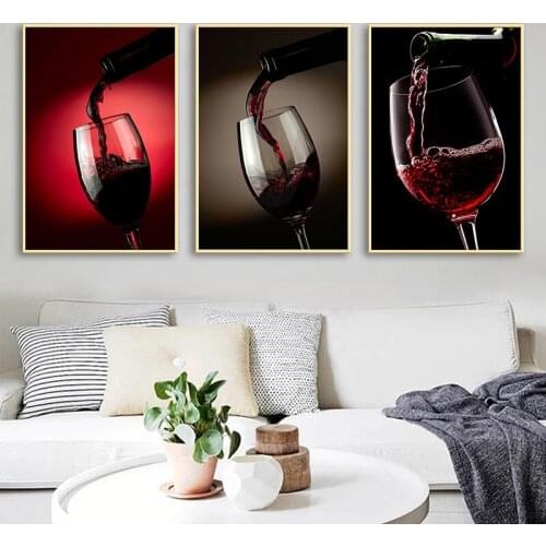 Red Wine Glass Wall Art Poster Canvas Painting Modern Oil Picture Bar Restaurant Wall Living Room Home Decoration