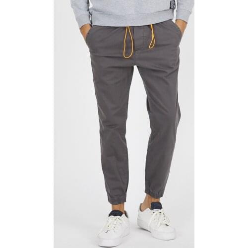 Denim Republic Mens Gray Gabardine Jogging Trousers Mens Casual Solid Trousers Slim Pencil Pants 2021 Thin Jogging