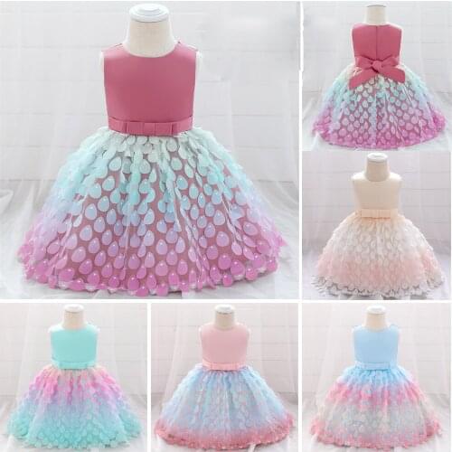 FOCUSNORM Newborn Baby Girls Evening Dress Sleeveless Bow Mesh Bubble Dance Costume Princess Ball Gown Dress