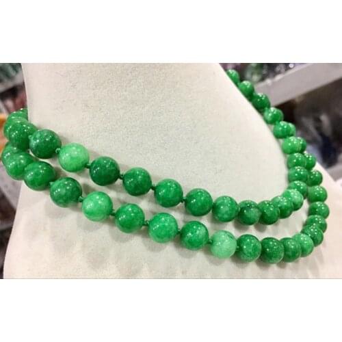 Beautiful 12mm Emerald Gemstone Beads Necklace 34" jade
