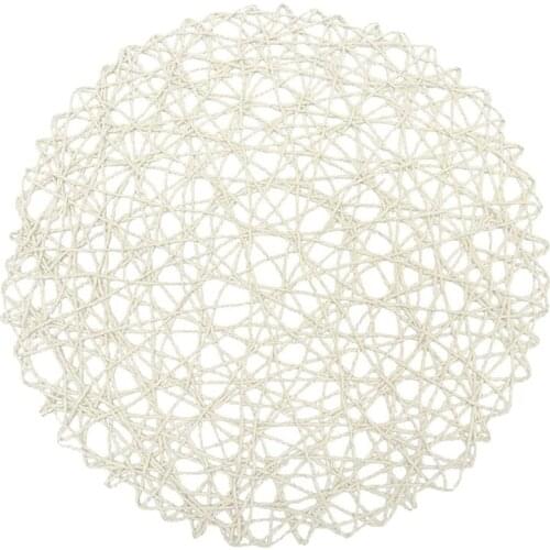 Round Paper Fiber Woven Place Mats Decorative Braided Natural Mat Holidays Parties Decor 15 inch Set Of 12