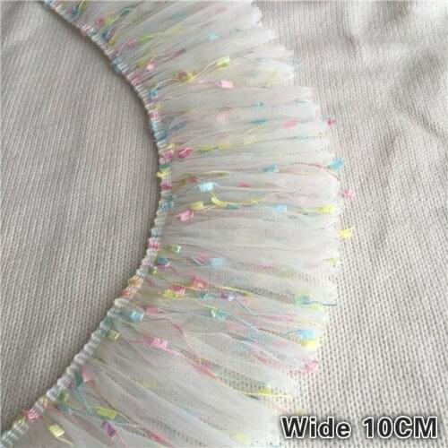 10CM Wide Luxury White Tassel Veil 3D Lace Fabric Collar Ribbon Edge Trim For Fluffy Dress Curtains DIY Sewing Guipure Supplies