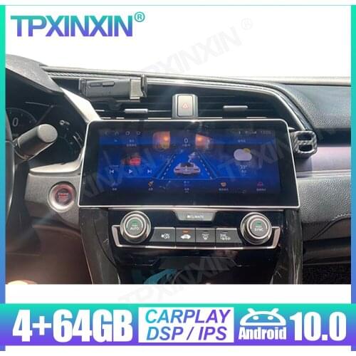 Android 10.0 4+64G For Honda Civic 2016 Audio Radio Car GPS Navigation Headunit Multimedia DSP Player Auto Stereo Tape Recorder